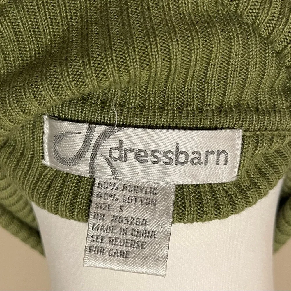 Dressbarn Olive Green Ribbed Long-Sleeved Turtleneck Top, Size S - Picture 3 of 6
